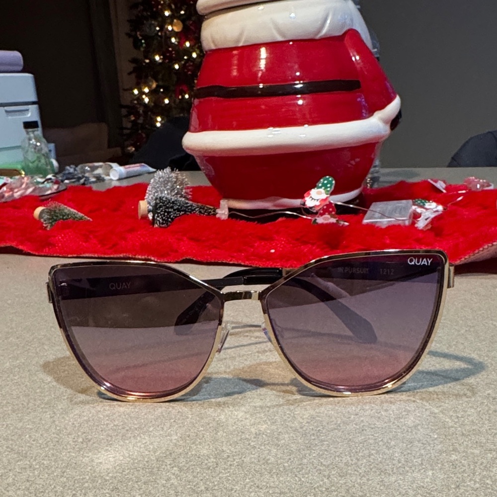 Quay Australia Black and Gold Cat-Eye Sunglasses